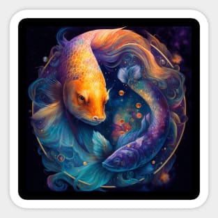 Cosmic Pisces V3: A Zodiac Portrait in a Galaxy of Colors Sticker